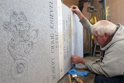 Evel Knievel's tombstone is prepared 