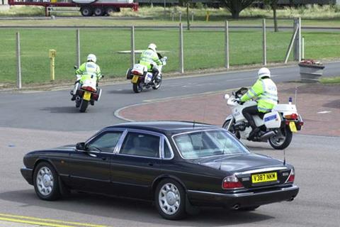 Motorcycle police get the Queen lost