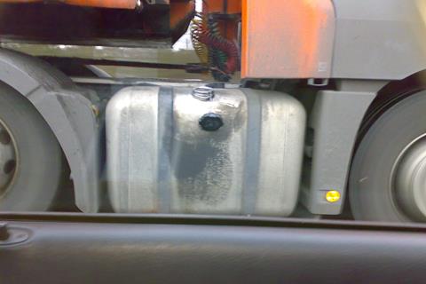 TNT lorry - Diesel filler cap hanging off