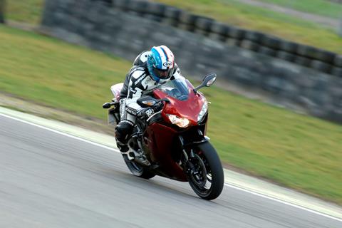 Leon Haslam drifts the 2008 Honda Fireblade