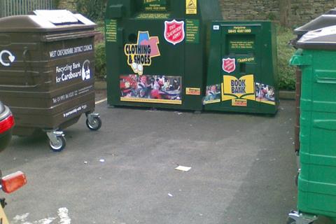 Motorcycle parking or recycling collection?