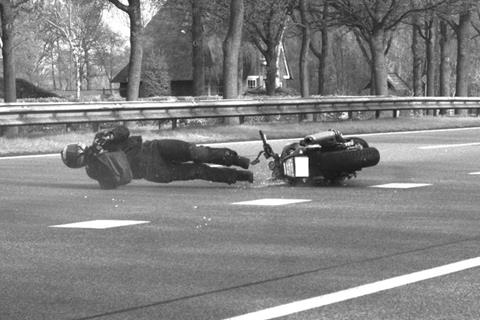 Dutch motorcyclist caught by speed camera skidding down the road