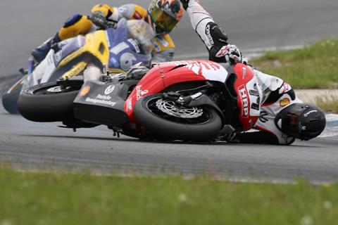 Michael Schumacher crashes out of German Superbike race