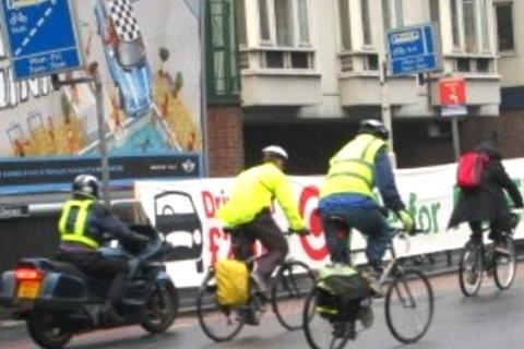 Cyclists try to keep motorcyclists out of bus lanes