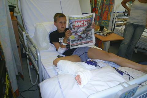 Tyler passing the time in hospital