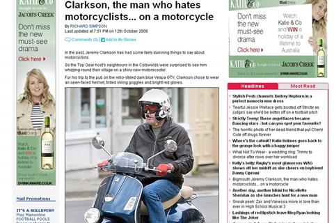 Jeremy Clarkson spotted on two wheels