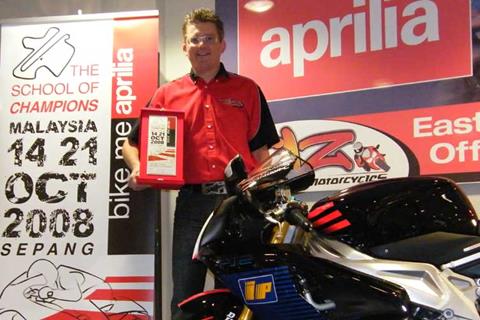 Taz Motorcycles receives 'Best Performing European Dealer 2008 for Aprilia Motorcycles'