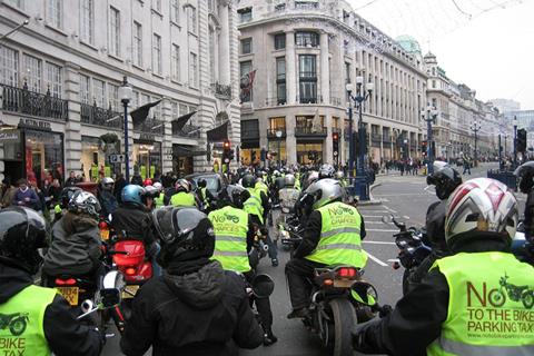 Free motorcycle parking under threat 