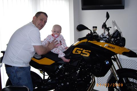 Taking dad's bike for a test ride