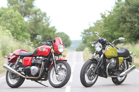 Moto Guzzi V7 Café Classic vs. Triumph Thruxton 