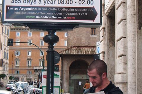 MCN outside Ducati Cafe in Rome