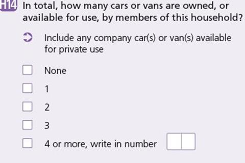 Census asks about cars and vans but not bikes