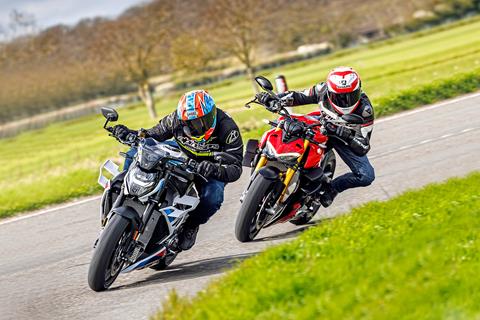 Are 200bhp nakeds just too much? BMW's M1000R takes on the Ducati Streetfighter V4 S