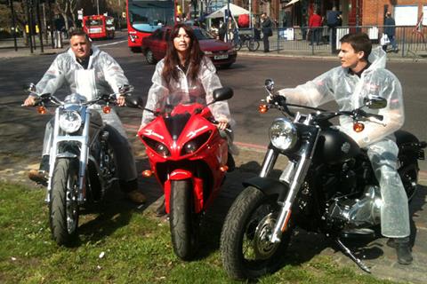 Suzi Perry in bubble wrap for bike safety