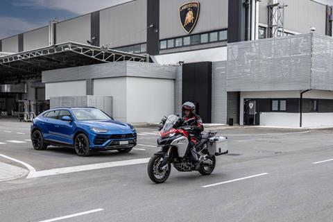 Ducati stay connected: Bologna team up with Lamborghini to display new motorcycle to car safety system