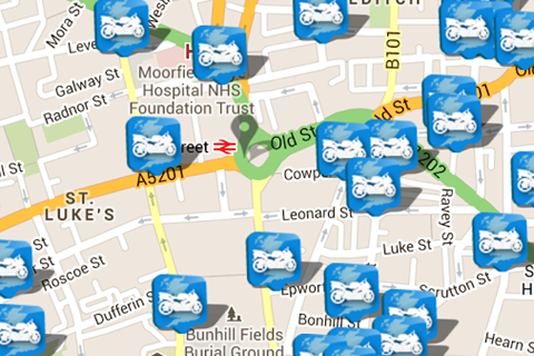UK motorcycle parking on Android