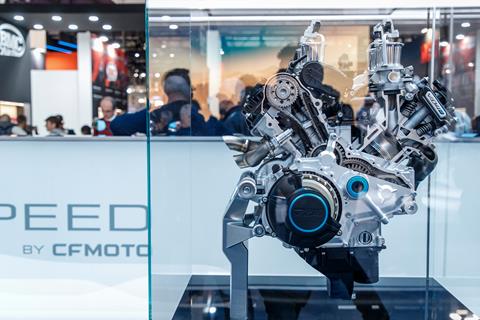 CFMoto announce superbike plans with 209.2bhp V4 engine concept at 2024 EICMA trade show in Milan