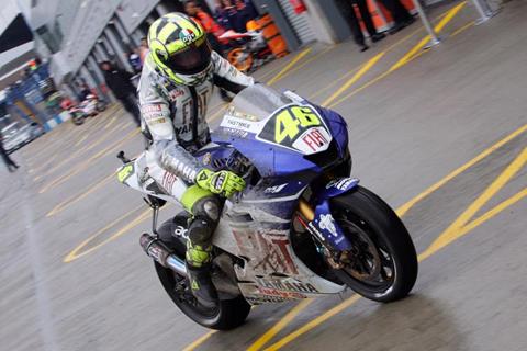 British MotoGP: Picture special as Valentino Rossi crashes out of free practice at Donington Park