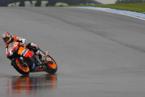 British MotoGP: Dani Pedrosa buries rain demons to set pace in Donington MotoGP downpour 