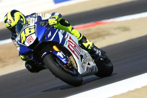 US MotoGP: Valentino Rossi crashes as Casey Stoner goes fastest