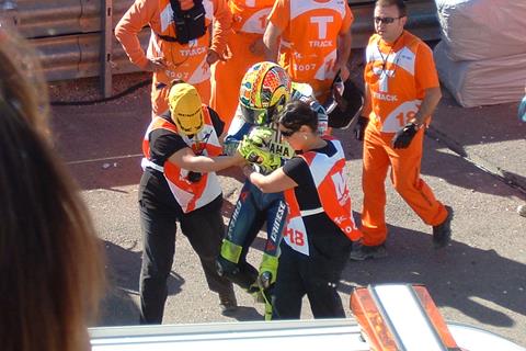 Rossi just after his Valencia crash