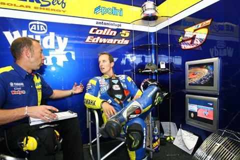 Colin Edwards assesses 2009 Yamaha engine parts