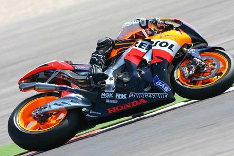 Dani Pedrosa testing with Bridgestone