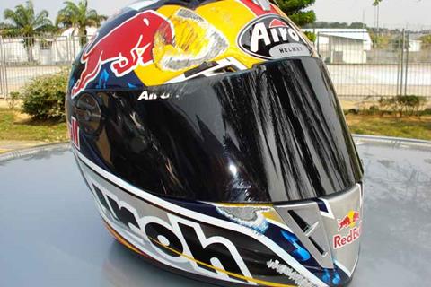 Pics: James Toseland’s Sepang crash helmet