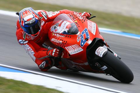 German MotoGP: Casey Stoner fastest in mixed conditions