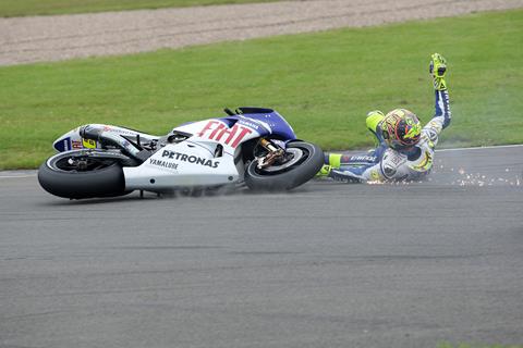 British MotoGP: Crash ends Valentino Rossi’s victory hopes