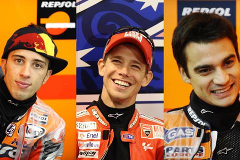 Stoner, Pedrosa and Dovizioso together at Honda