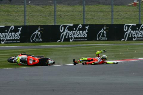 British MotoGP: Valentino Rossi unhurt in fast qualifying crash