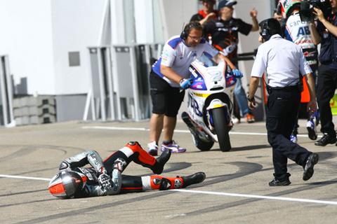 Sachsenring MotoGP: Mattia Pasini collides with mechanic in pit lane