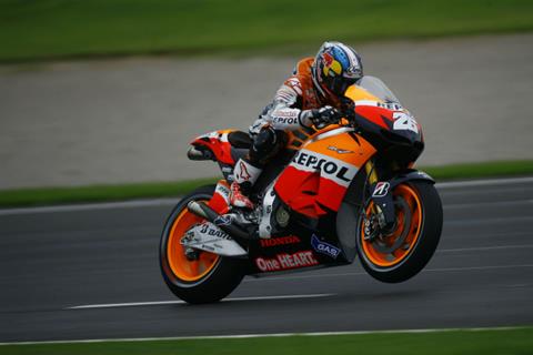 Dani Pedrosa fastest on heavier Honda in Valencia