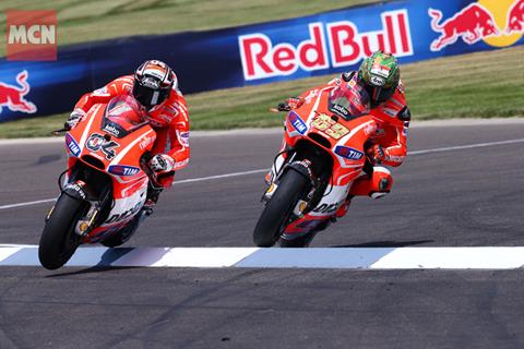 Ducati duo tangle at last corner in Indianapolis