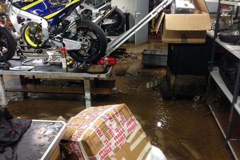 Tech 3 Yamaha workshop damaged by floods