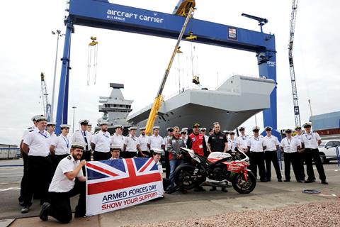 BSB riders visit new aircraft carrier in dry dock