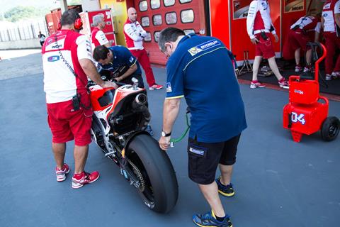 Factory riders testing Michelins today