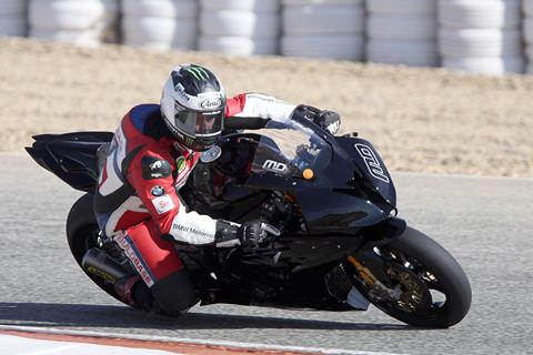 Dunlop has first test on Buildbase Hawk BMW superbike