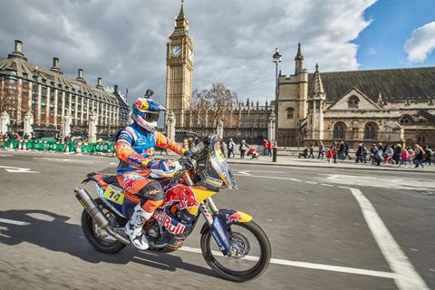 Gallery: Dakar winner Sunderland rides through London with MCN