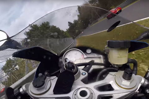 Video: Lucky rider escapes 105mph collision at Nurburgring