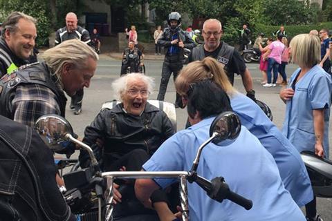 101-year-old granny leads motorbike convoy