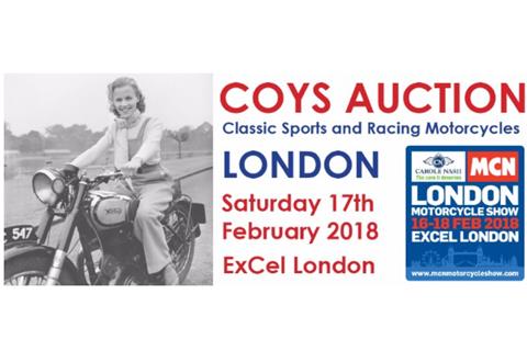 Coys auction returns to Carole Nash MCN London Motorcycle Show 2018