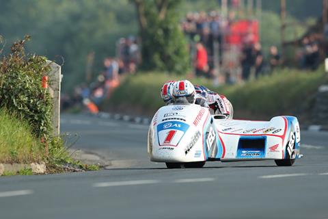 TT 2018: Birchall brothers blast to Sidecar win with three-wheel record