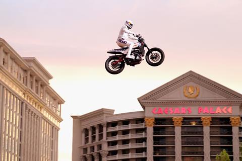 Travis Pastrana successfully lands Evel Knievel stunts