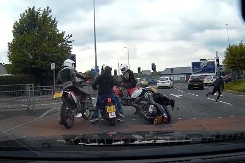 Video: Undercover police officers intercept mopeds in Manchester