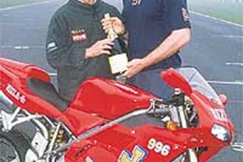 MCN/Rizla 996 winner collects prize